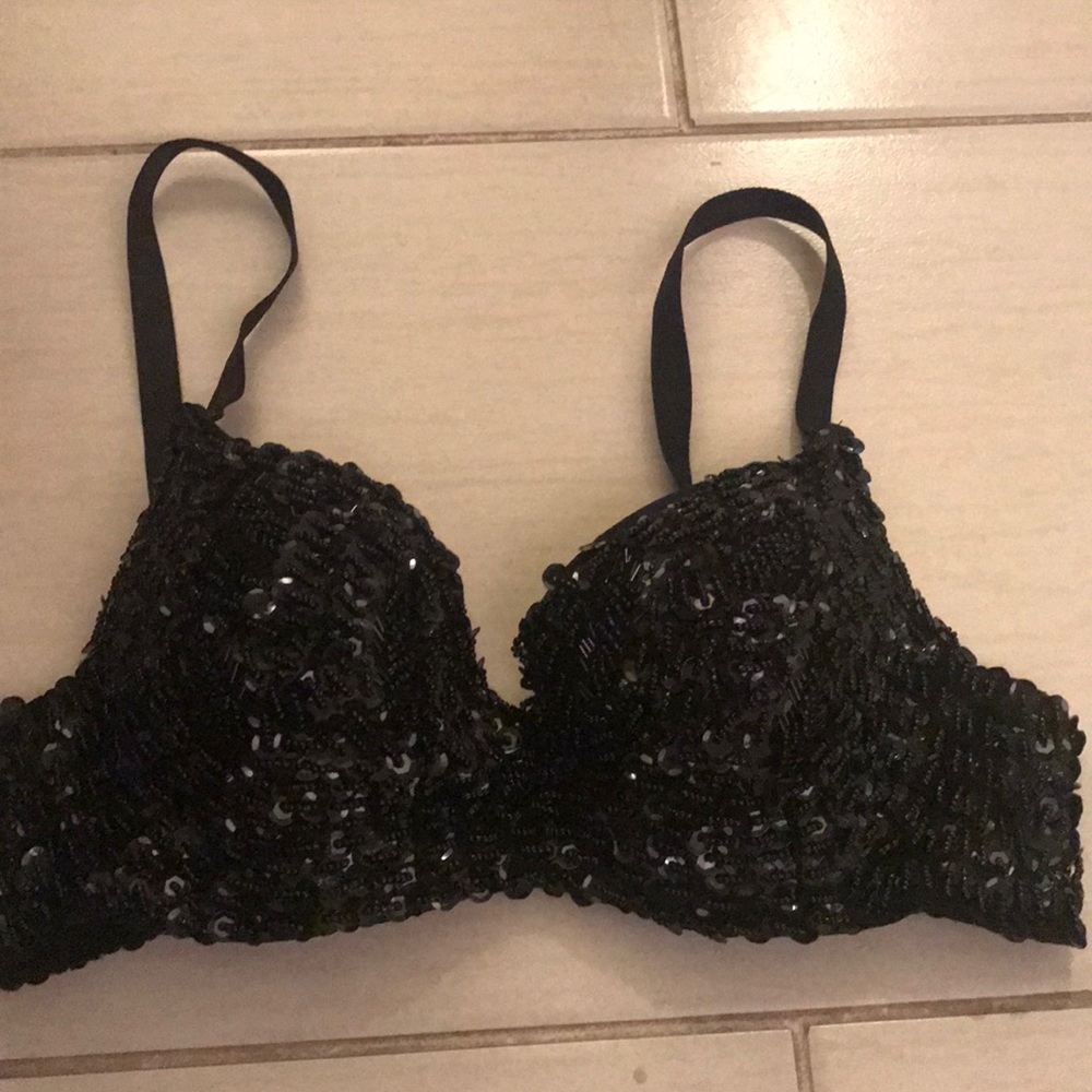 Black Sequined Rave Bra